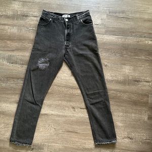 Re/Done Levi’s High Ankle Crop Black Denim Jeans Size 25